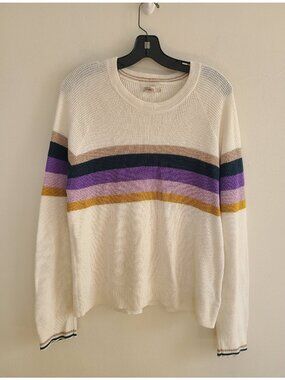 Faherty Throwback Cream In Faded Sun Knit Sweater Striped size M